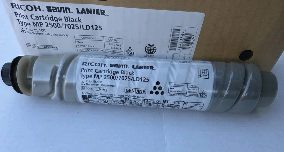 优惠! Ricoh 841356/841000 Black Toner Cartridge for Aficio MP 2500/2500SP SEE! — 第 2/4 张图片