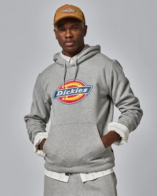  Kapuzen Hoodie HERREN Dickies Icon Logo Grau Französische Terry-Baumwolle 