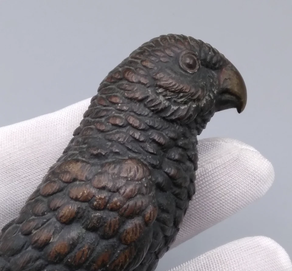 Antique Cold Painted African Grey Parrot Bronze Figure - c1920s - Image 2 of 4