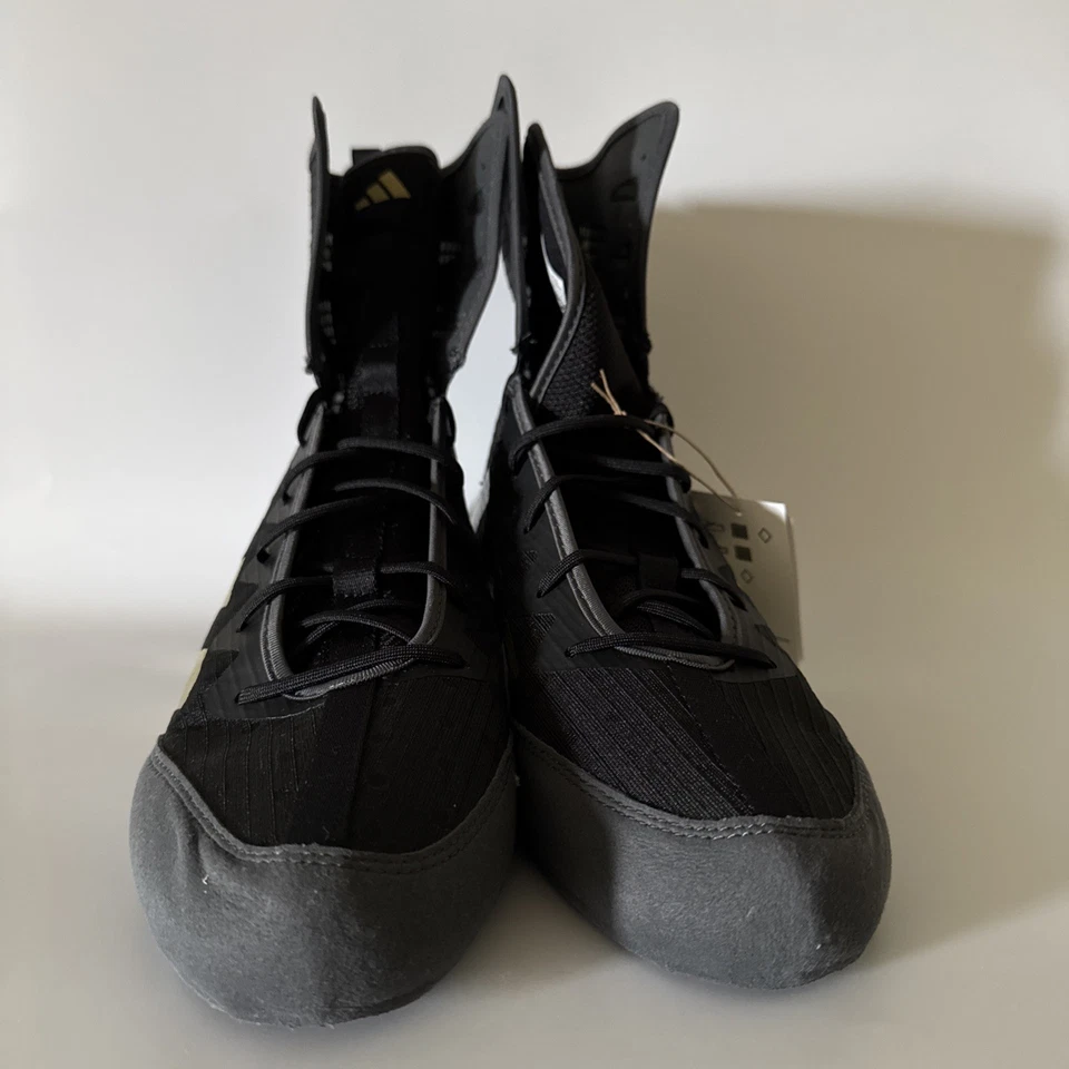 adidas Men’s 9.5 BOX HOG 4 Boxing/MMA Core Black/ Gold Metallic Shoes GZ6116 NEW - Image 2 of 4