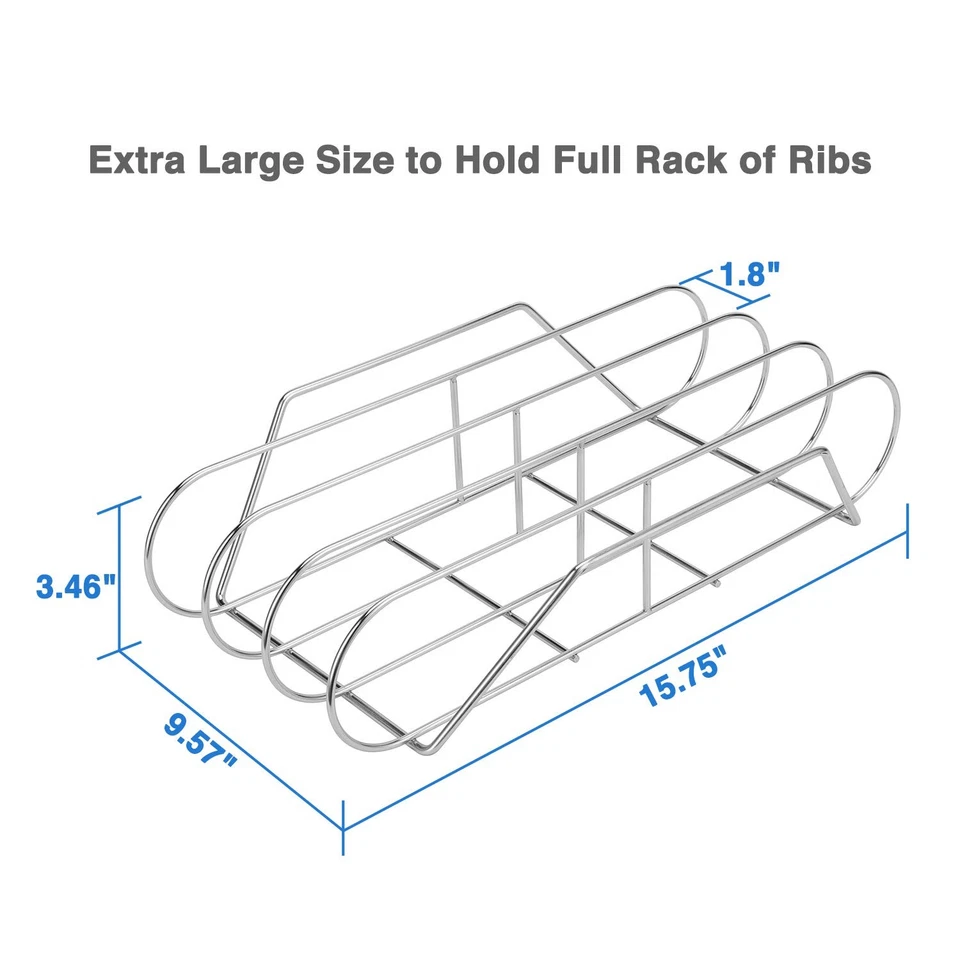 Stainless Steel Rib Rack for Smoking & Grilling - Holds 3 Racks - Image 4 of 4