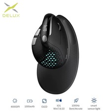 Delux M618XS Seeker Vertical Mouse, OLED, 4000DPI, Rechargeable, 1000mA, PC