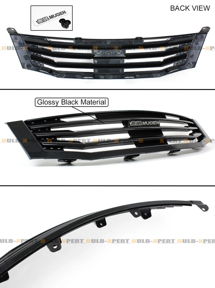 For 2008-2010 8th Gen Honda Accord 4 Door Sedan Glossy Black Front Grille Grill - Image 3 of 4
