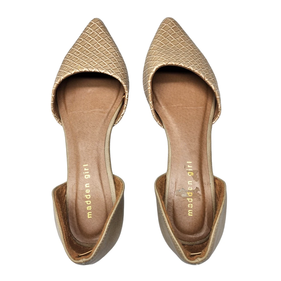 Sapatos Madden Girl 9 marrom bronzeado nude biqueira pontiaguda D'Orsey cobra em relevo - Imagem 4 de 4