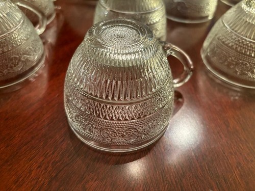 VINTAGE* PUNSCHSCHALE / TASSEN 13 TLG. SET TIARA SANDWICH MUSTER KLARGLAS KIG #411 - Bild 9 von 16