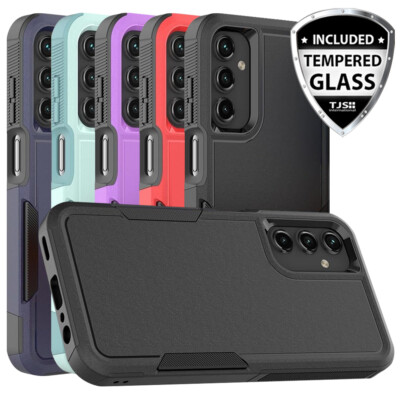 For Samsung Galaxy A55 5G Case Heavy-Duty Tough Dual Layer Cover +Tempered Glass