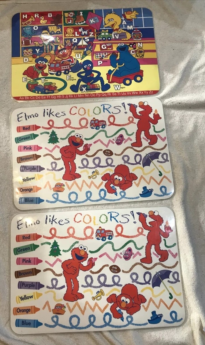 3 VTG SESAME STREET WORKSHOP ELMO BIG BIRD LAMINATED PLACEMATS