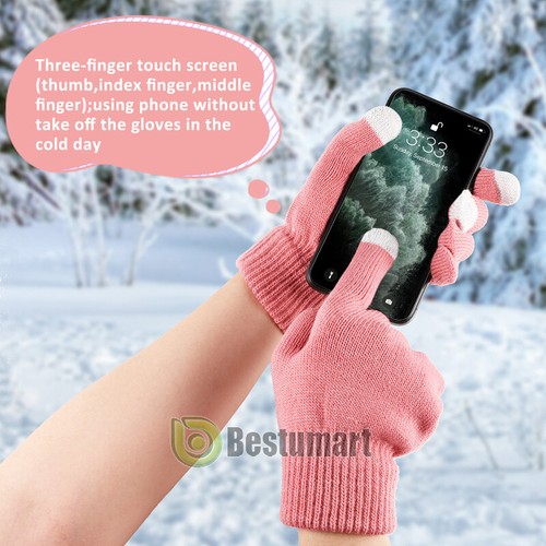 Mujeres Invierno Gorro Sombrero Tejido Bufanda Conjunto Calavera Gorra Máscara + Pantalla Táctil Guantes de Esquí - Imagen 6 de 34