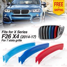 7 BARS Front Kidney Grille 3 Colour Covers Insert Stripe fits BMW X4 F26 2014-17