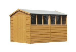 10 x 8 Wooden Overlap Garden Shed with Double Doors and 