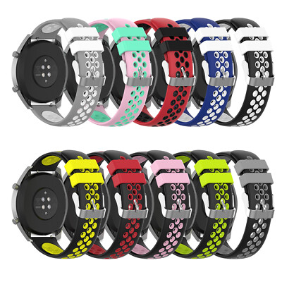 22mm Watch StrapTwo-color Silicone Belt w/ Buckle Replacement for Huawei GT2 PRO