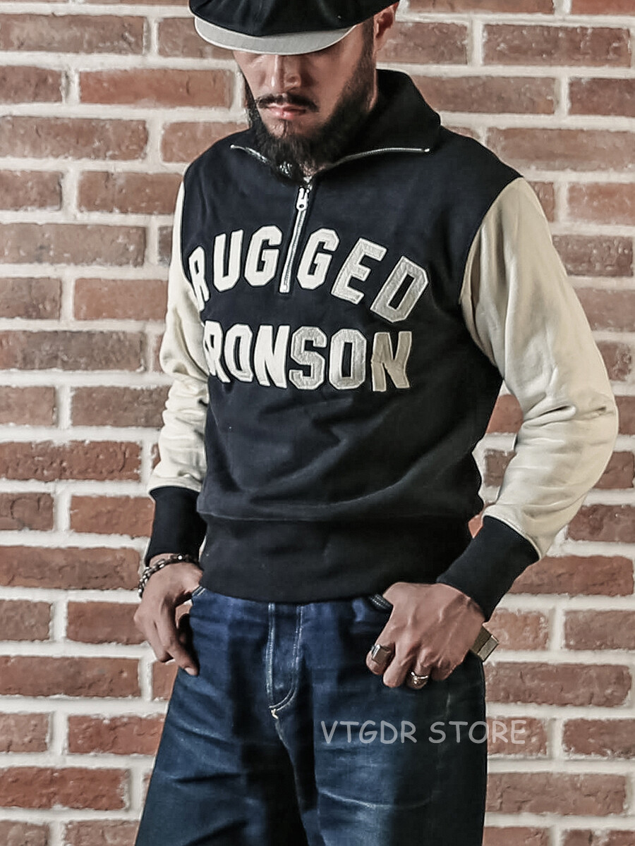 Bronson Heavyweight Vintage Motorcycle Racing Jersey 1/2 Zip Biker