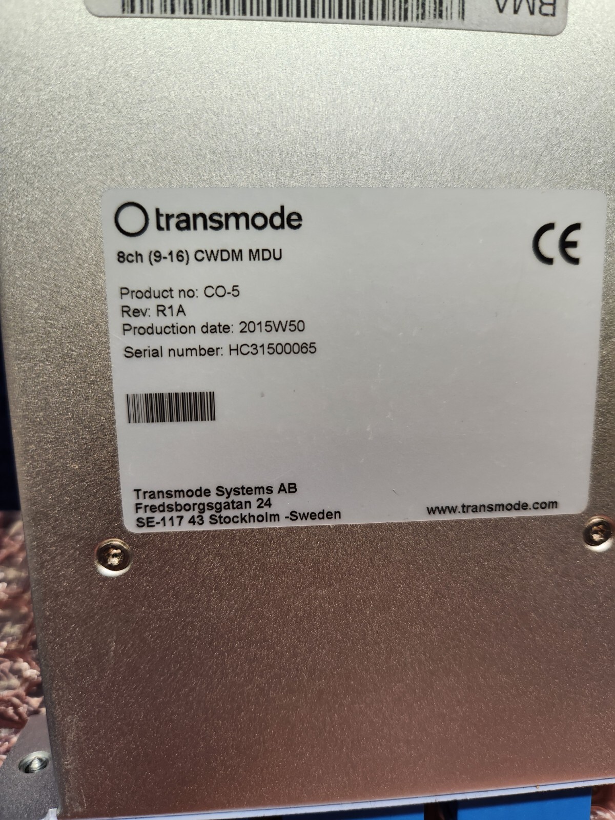 Transmode CO-5 8-Channel (9-16) Optical Fibre Module MDU CWDM