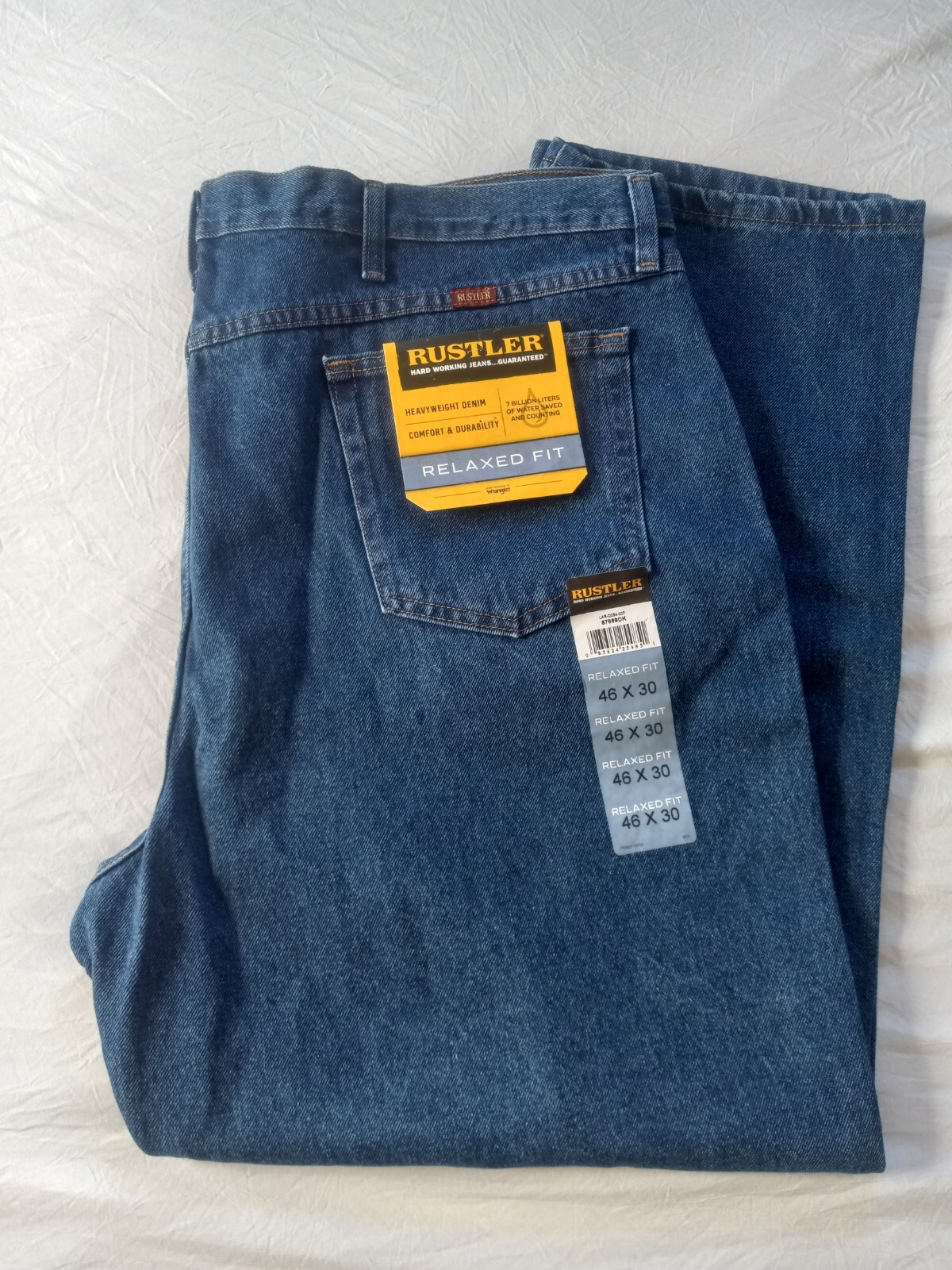 NWT Wrangler Rustler Men 46x30 Relaxed Fit Straight Leg Heavyweight ...