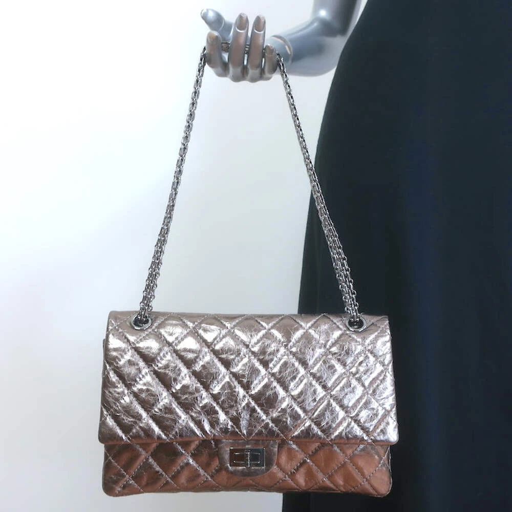 シャネル Chanel 07A 2.55 Reissue 226 Flap Bag Bronze Quilted Metallic