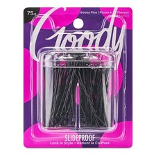 SlideProof Bobby Pin Box with Magnetic Top - 75 Ct, Black Bobby Pins