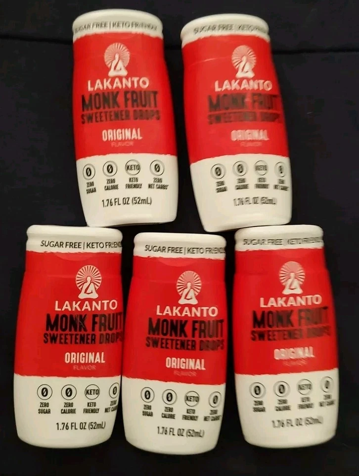 5 Lakanto Monkfruit Extract Liquid Drops 1.76 fl.oz Monk Fruit Original SALE!!!