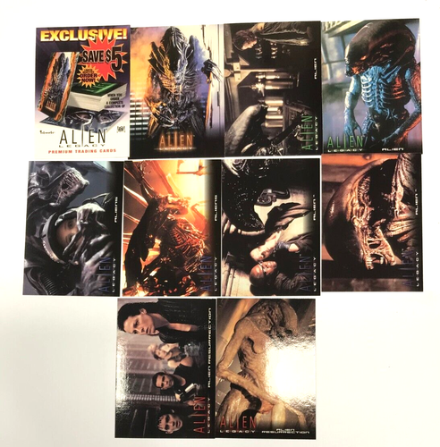 1998 INKWORKS ALIEN LEGACY TRADING CARD COMPLETE 9-CARD DVD PREVIEW SET (9+1) - Picture 2 of 3