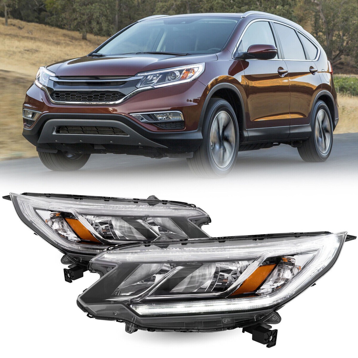 For 2015-2016 Honda CRV CR-V EX EX-L [OE Style] LED DRL Headlights