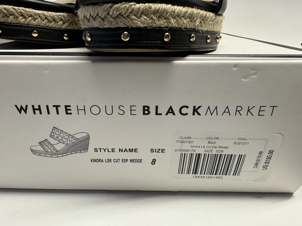 Alpargata negra corte láser Kindra mercado negro de la Casa Blanca cuñas para mujer 8 Foto 2 de 4