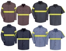 Red Kap Poplin Enhanced Visibility Hi Vis Reflective Safety Work Towing Uniform