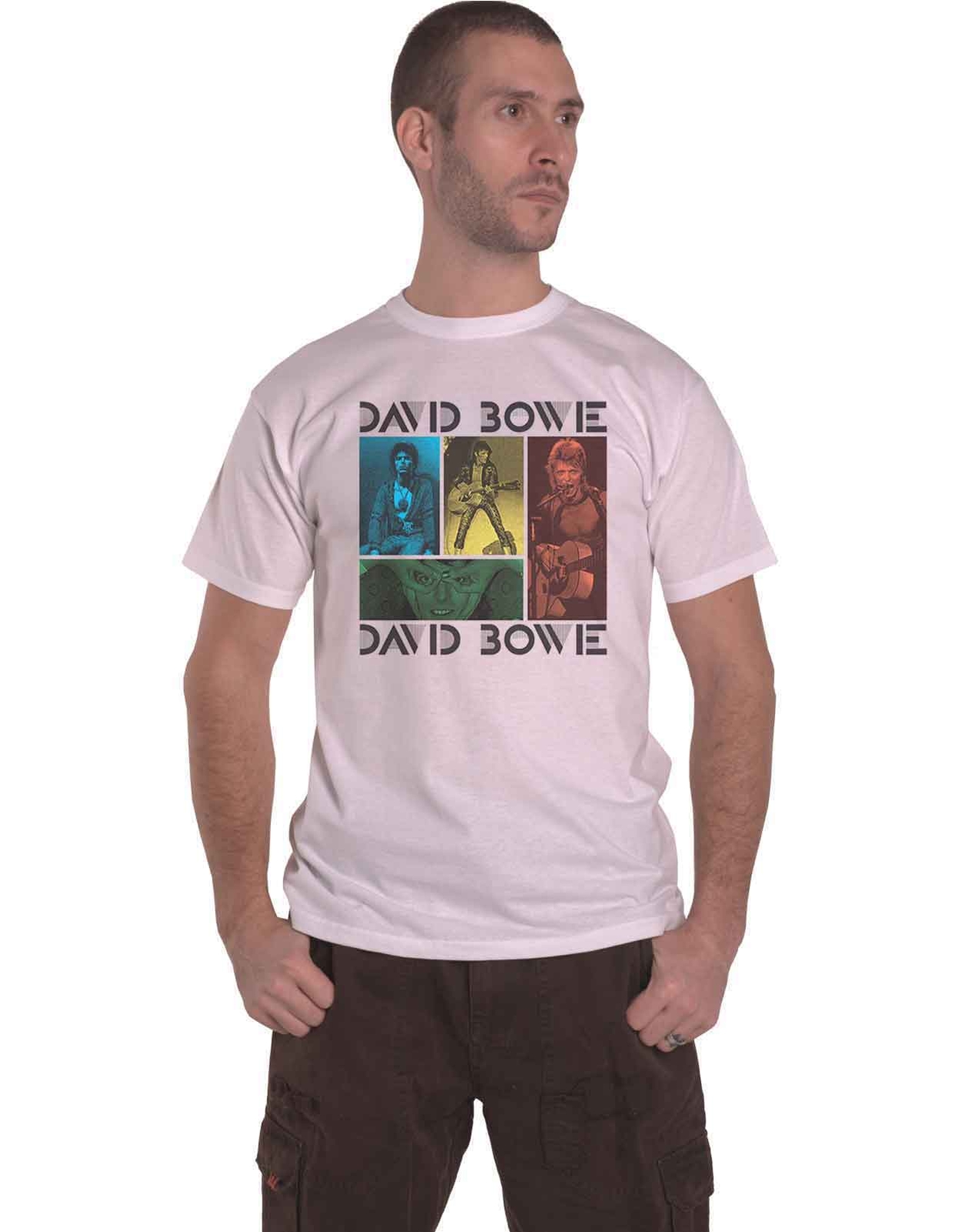 David Bowie Mick Rock Photo Collage Logo Official Mens White T-Shirt