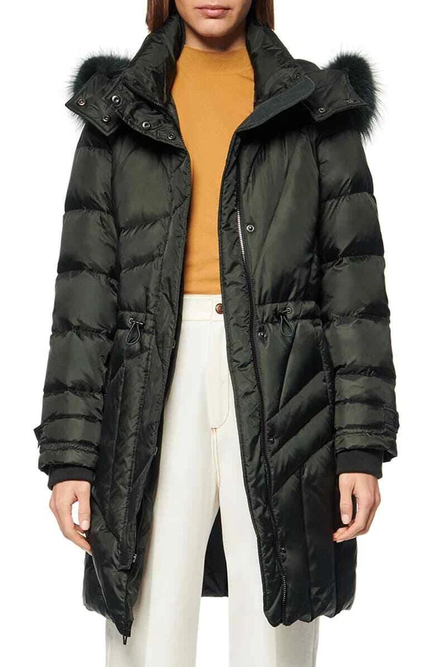 NOVA Parka com Capuz Andrew Marc Down & Feather com Acabamento de Pele de Raposa Genuína - M #C20 - Imagem 2 de 4