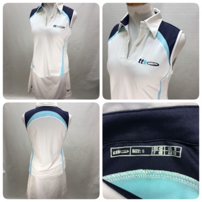 TTK COOLTEK Womens Sz S Crystal White Polo Half Zip Top Skorts Tennis Teknology