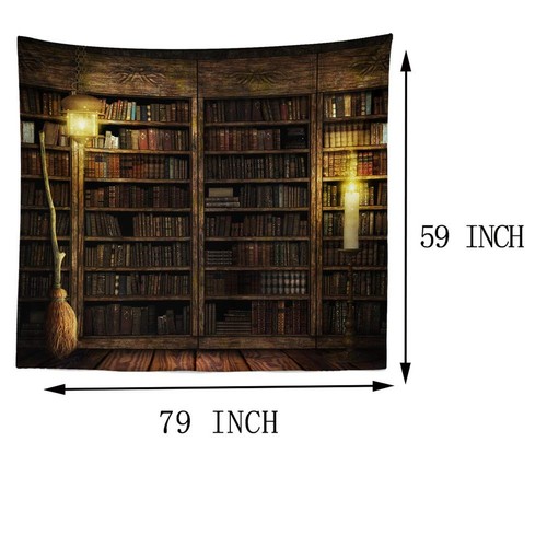 Vintage Bookshelf Wall Hanging - Study Room Picture Tapestry Retro Bookshelf ... - Picture 4 of 8