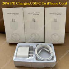 For iPhone 14 13 12 11 Pro XR PD Fast Charger Cord 20W USB-C Power Adapter Block