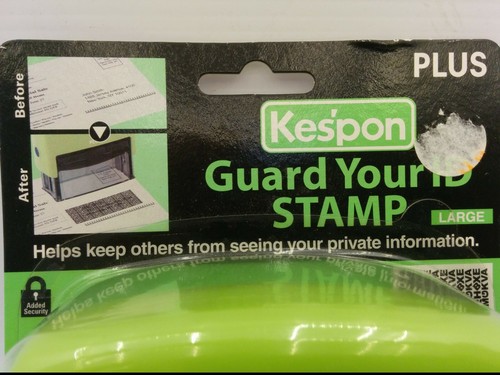 KESPON 10K24T GUARD YOUR ID PLUS STAMP, HELPS PROTECT YOUR IDENTITY, GREEN, NIB - Picture 2 of 4
