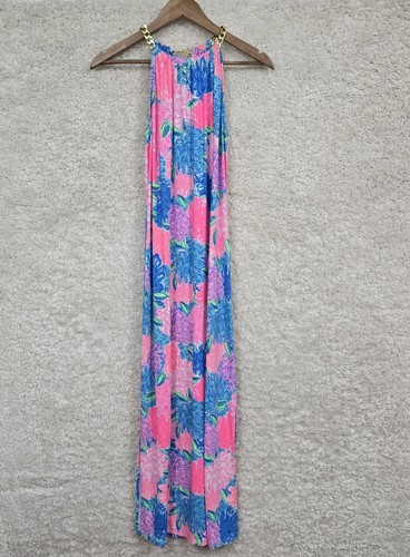 Lilly Pulitzer Bingham Floral Halter Midi Dress XS Resort Vacay Beachy READ