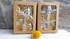 12 Yellow Rose Heads Flowers Silk Soft Artificial Fake DIY Craft Brand New
