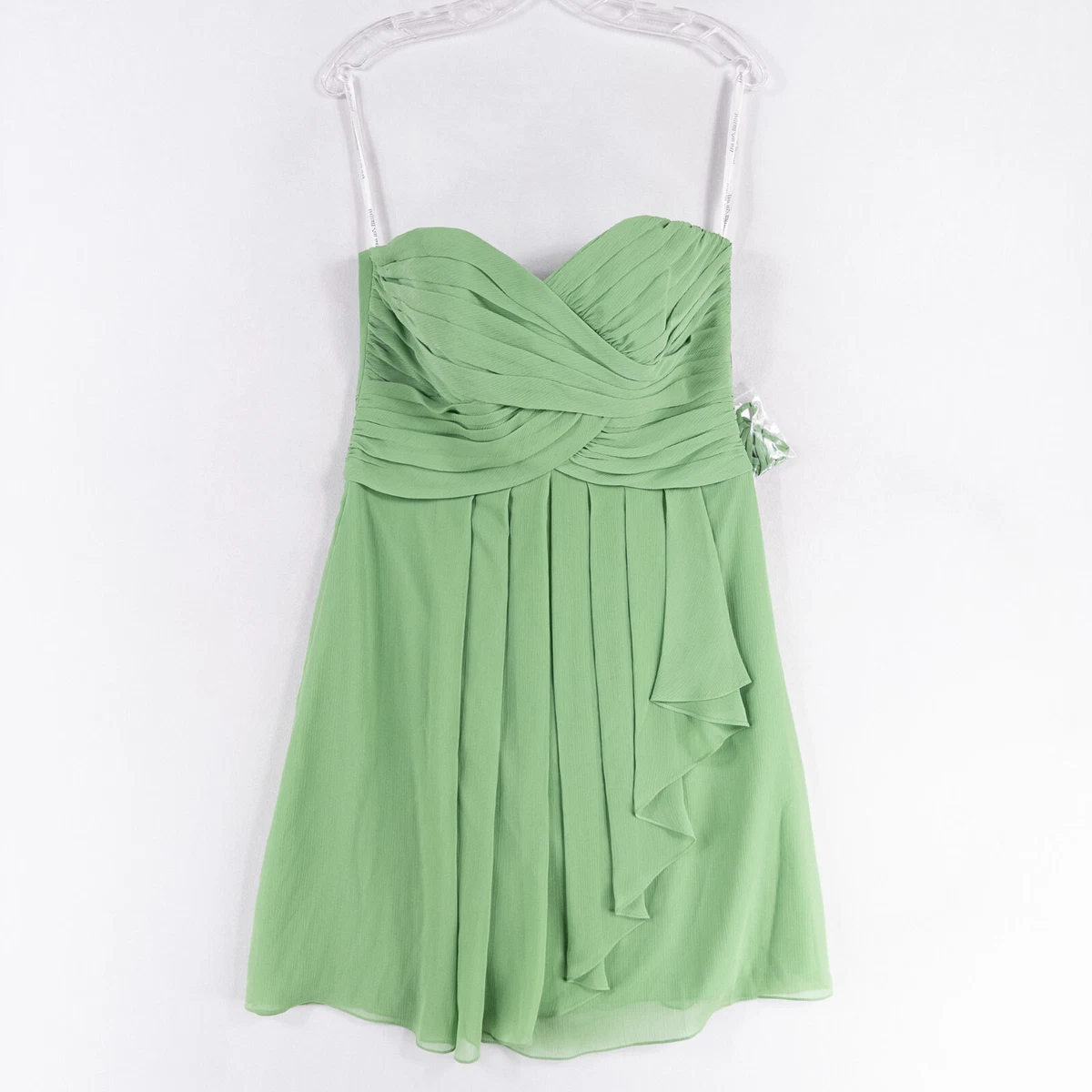 david's bridal mint green dress David's Bridal | Dresses | Davids Bridal Crinkle Chiffon W Front Cascade Size 2 Mint Green Strapless Dress