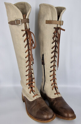 Canvas Schnürstiefel von Heschung in beige. Größe 40, gebraucht.