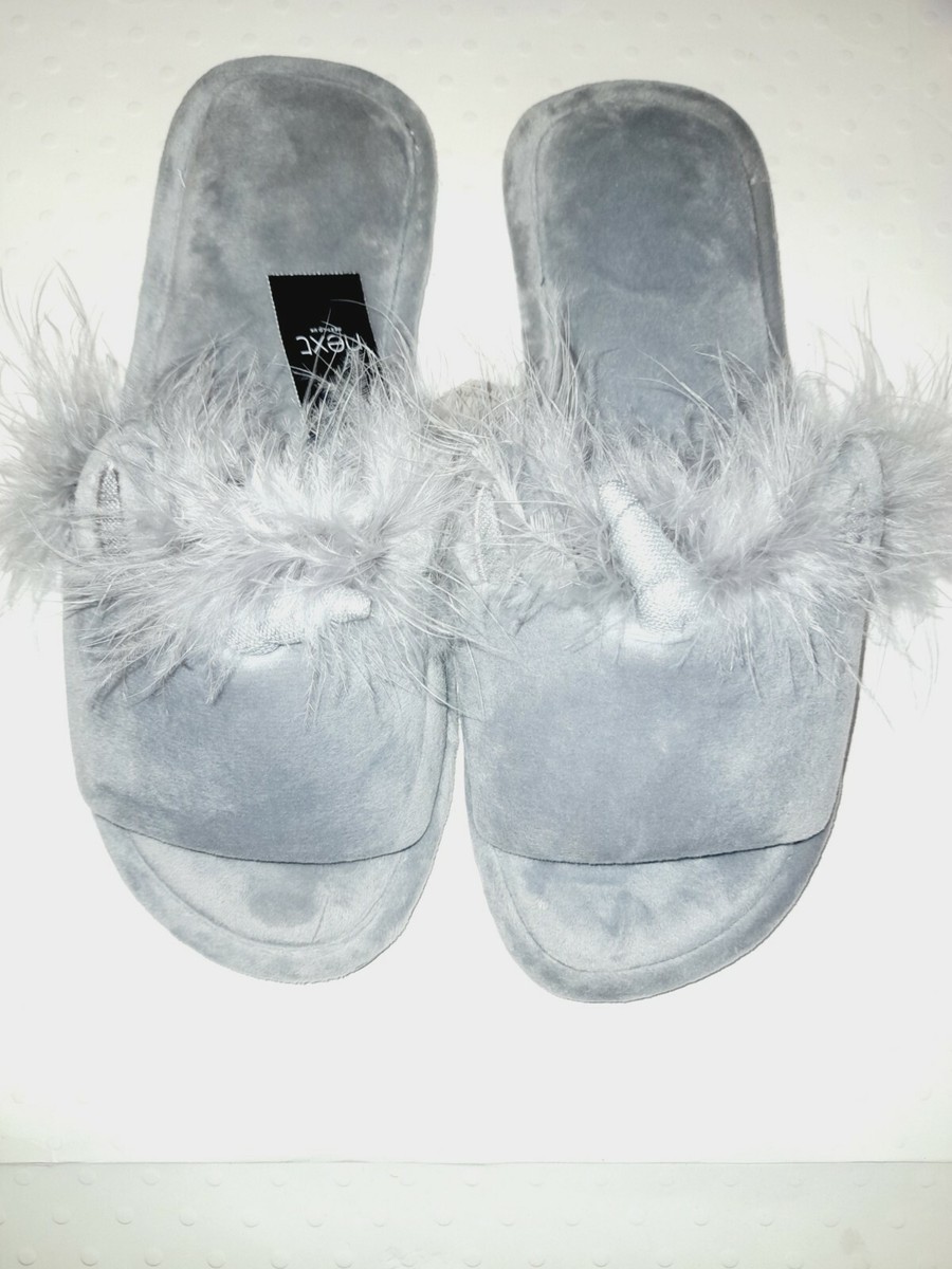 Fluffy Sliders Puma Furry Slides 3d New NEXT Glamourous Grey