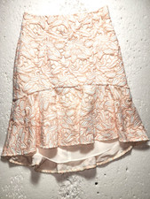 Club Monaco Skirt Women Size 00 Peach Embroidered Back Zip Pleated Hem Layered