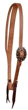 Harness leather split ear bridle headstall copper spotted buckle cowboy USA H365