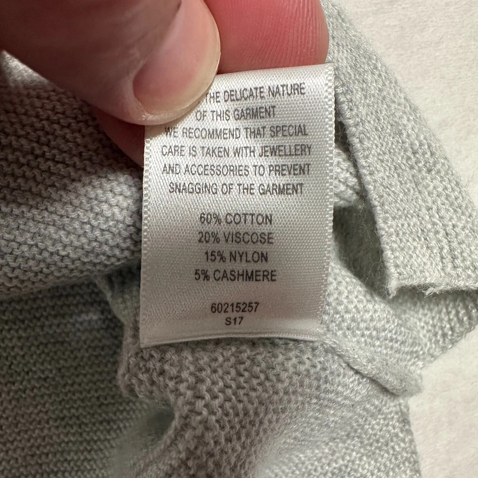 Witchery Shirt Top Womens Large L Grey Balloon Sleeve Round Neck Cashmere Blend - Image 3 of 4