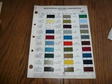 1969 General Motors DuPont Delux Colors Chip Paint - Chevy Pont Olds Cad Buick