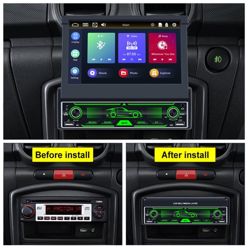 1DIN 7" Car Radio Stereo Fit Apple Carplay Bluetoot FM Flip out Touch MP5 Player - Picture 13 of 19