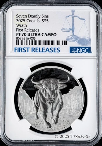 2025 Cook Islands $5 1oz Silver - 7 Deadly Sins - Wrath NGC PF70 First Release
