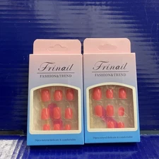 2X Frinail Press On Nails - 24 Pcs Hot Pink #12 - Short Size