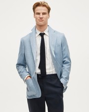 J. Crew Sportcoat in English linen-wool blend Light Blue Herringbone 34 S CQ429