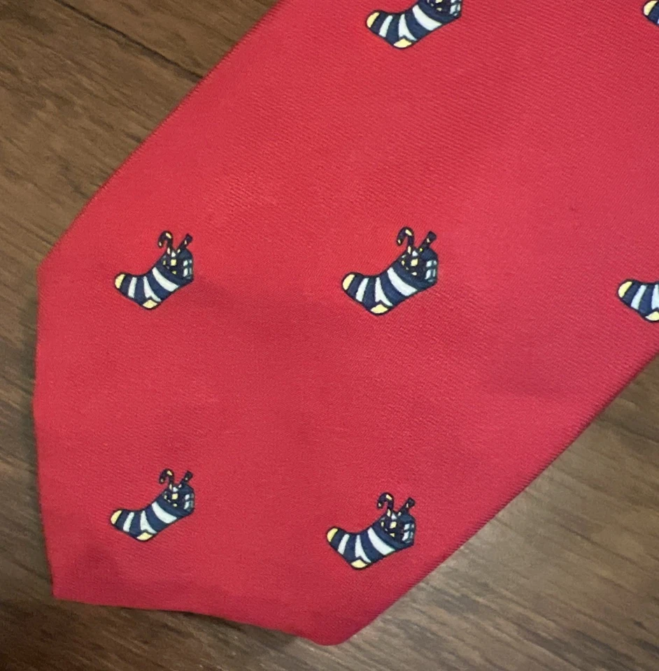 Corbata de seda roja de colección Brooks Brothers Makers para hombre medias navideñas hechas en EE. UU. Foto 2 de 4