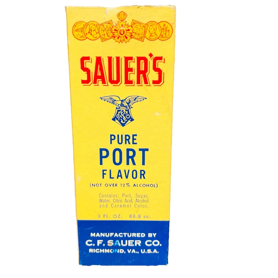 Vintage Sauer’s Pure Port Flavor Extract Bottle & Box 3oz Richmond VA - Image 2 of 4
