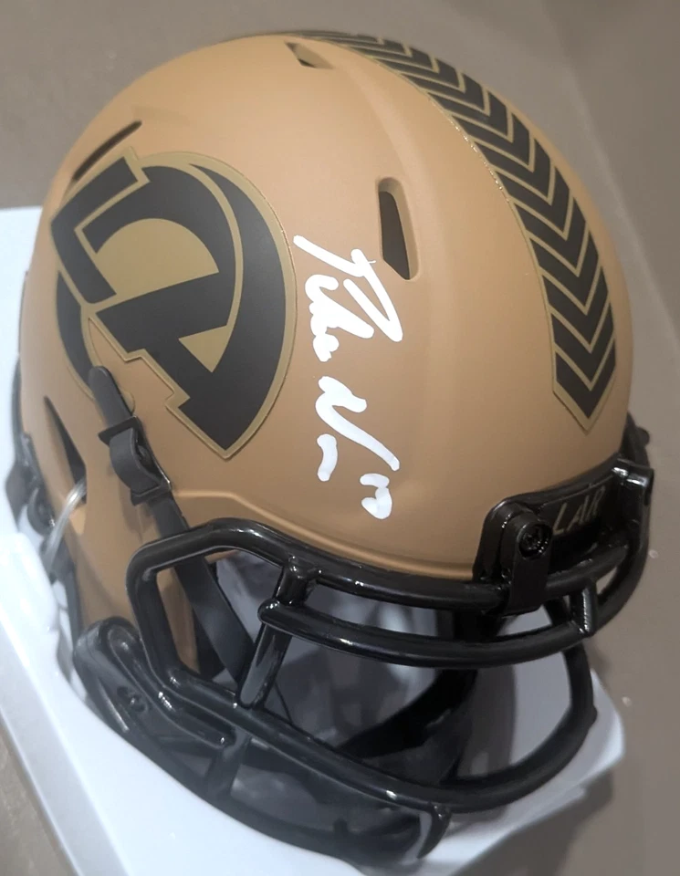 Puka Nacua Autographed Rams Salute to Service Mini Helmet - JSA Authenticated - Image 2 of 4