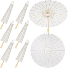 White 33 Inch Paper Umbrella DIY Oiled Painting Chinese Japanese Parasol for
