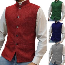 Herringbone Men's Vest Waistcoat for Wedding Tuxedo Prom Formal Business Vest .