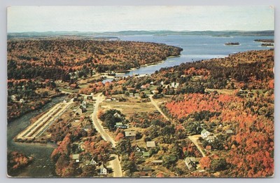 Grand Lake Stream & Grand Lake Washington County ME 1957 Aerial View Postcard